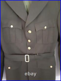 Original WWII US Army Officer Chocolate OD Gabardine Wool Dress Blouse 40 Long