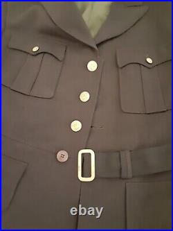 Original WWII US Army Officer Chocolate OD Gabardine Wool Dress Blouse 40 Long