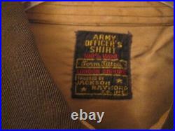Original WWII US Army Officer Chocolate OD Gabardine Wool Dress Shirt 15 Neck