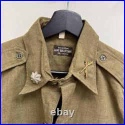 Original WWII US Army Officer NCO Flannel Shirt W Collar Pins