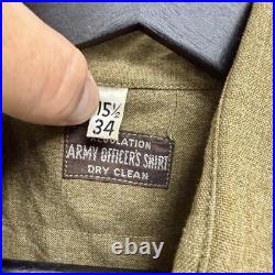 Original WWII US Army Officer NCO Flannel Shirt W Collar Pins