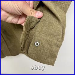 Original WWII US Army Officer NCO Flannel Shirt W Collar Pins
