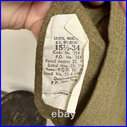 Original WWII US Army Officer NCO Flannel Shirt W Collar Pins
