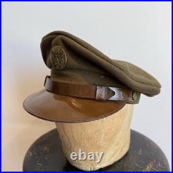 Original WWII US Army Officer NCO Visor Hat Crusher