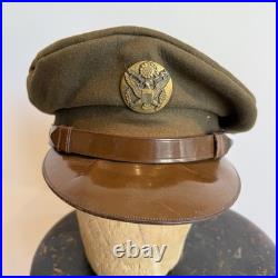 Original WWII US Army Officer NCO Visor Hat Crusher