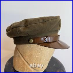 Original WWII US Army Officer NCO Visor Hat Crusher