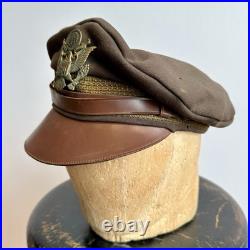 Original WWII US Army Officer True Crusher Visor Chocolate Feather Weight
