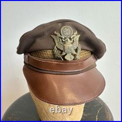 Original WWII US Army Officer True Crusher Visor Chocolate Feather Weight