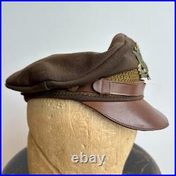 Original WWII US Army Officer True Crusher Visor Chocolate Feather Weight