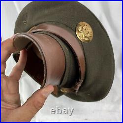Original WWII US Army Officers NCO True Crusher Visor Hat Size 7 1/4