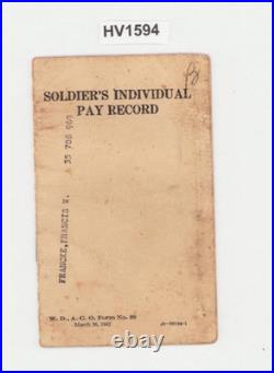 Original WWII US Army Paybook ID PFC F W FRANCKE Photos Berghof Germany 1945