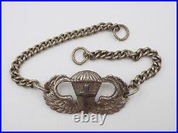 Original WWII US Army Sterling Airborne Chaplain Jump Wings Badge Bracelet