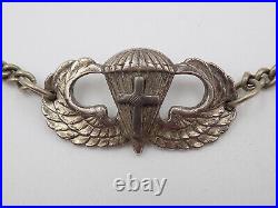 Original WWII US Army Sterling Airborne Chaplain Jump Wings Badge Bracelet