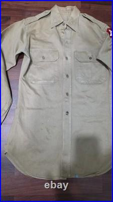 Original WWII US Army Uniform Shirt Veteran Estate Possible Combat Field Stainin
