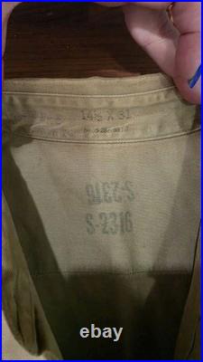 Original WWII US Army Uniform Shirt Veteran Estate Possible Combat Field Stainin