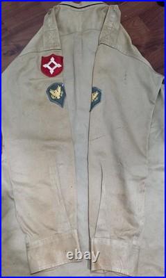 Original WWII US Army Uniform Shirt Veteran Estate Possible Combat Field Stainin Original WWII US Army Uniform Shirt Veteran Estate Possible Combat Field Stainin