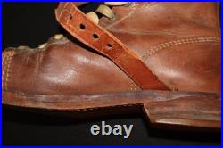 Original WWII Vintage French Army Alpine Ski Boots Military Leather Pair