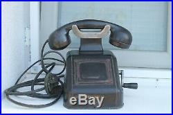 Original WWII WW2 Old German Army Military Bakelite Metal Telephone