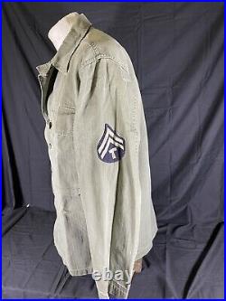 Original WWII WW2 US Army HBT Jacket/Shirt 13 Star Buttons Sz. 38R