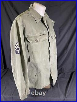 Original WWII WW2 US Army HBT Jacket/Shirt 13 Star Buttons Sz. 38R