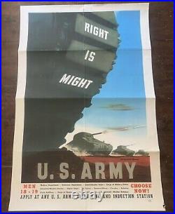 Original WWII War Poster RIGHT IS MIGHT U. S. Army Recruiting 1942 Stewart Graves