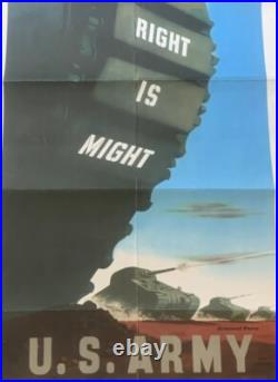 Original WWII War Poster RIGHT IS MIGHT U. S. Army Recruiting 1942 Stewart Graves