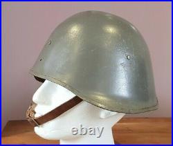 Original Ww2 Danish Army M23 Light Grey Combat Helmet With Liner And Chinstrap