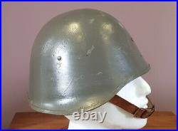 Original Ww2 Danish Army M23 Light Grey Combat Helmet With Liner And Chinstrap