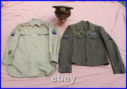 Original Ww2 Us Army Ike Jacket 34r, Hat, Shirt, Band Insignia, Tech Corporal