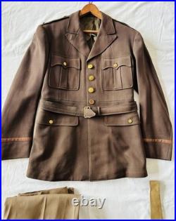 Original Ww2 Us Army Officer Drees Jacket Uniform Pinks Greens Pants Tie 2nd Lt