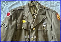 Original Ww2 Us Army Uniform 37th Infantry Division Jacket Hat Patches Shirt Pto