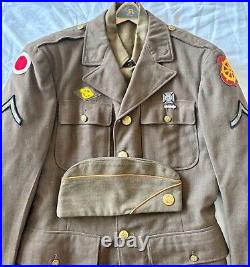 Original Ww2 Us Army Uniform 37th Infantry Division Jacket Hat Patches Shirt Pto