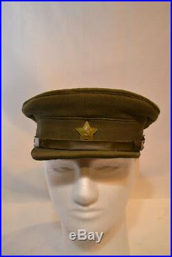 Original Wwii Russian Field Khaki Red Army Officer's Visor Hat Cap 1937 Made