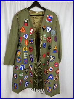Original Wwii US Army Jacket Liner Covered Patches Patchwork Blanket