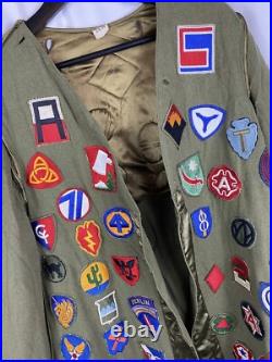 Original Wwii US Army Jacket Liner Covered Patches Patchwork Blanket