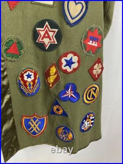 Original Wwii US Army Jacket Liner Covered Patches Patchwork Blanket