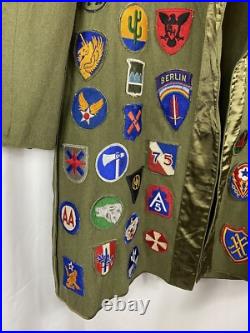 Original Wwii US Army Jacket Liner Covered Patches Patchwork Blanket
