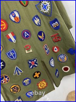 Original Wwii US Army Jacket Liner Covered Patches Patchwork Blanket