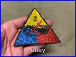 Original Wwii Us Army 2nd Armored Tank Division Jacket Insignia Patch-silk Back