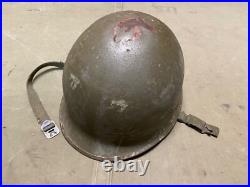 Original Wwii Us Army Airborne Paratrooper M1c Helmet Shell, Rear Seam
