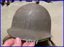 Original Wwii Us Army Infantry M1 Fixed Bailed Infantry Helmet & Hawley Liner
