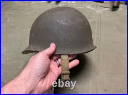 Original Wwii Us Army Infantry M1 Fixed Bailed Infantry Helmet & Hawley Liner