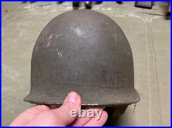 Original Wwii Us Army Infantry M1 Fixed Bailed Infantry Helmet & Hawley Liner