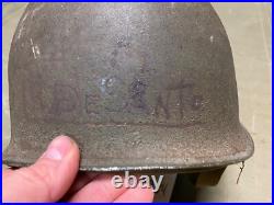 Original Wwii Us Army Infantry M1 Fixed Bailed Infantry Helmet & Hawley Liner