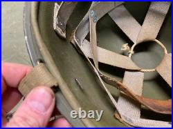Original Wwii Us Army Infantry M1 Fixed Bailed Infantry Helmet & Hawley Liner
