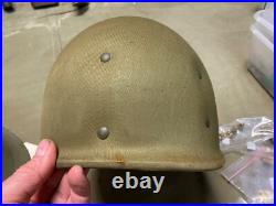 Original Wwii Us Army Infantry M1 Fixed Bailed Infantry Helmet & Hawley Liner