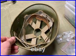 Original Wwii Us Army Infantry M1 Fixed Bailed Infantry Helmet & Hawley Liner