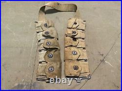 Original Wwii Us Army M1 Garand Rifle 10 Pocket Ammo Belt, Khaki-od#3