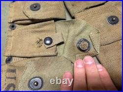 Original Wwii Us Army M1 Garand Rifle 10 Pocket Ammo Belt-od#3, 1942 Hinson Mfg