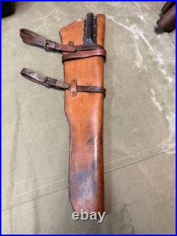 Original Wwii Us Army M1 Garand Rifle Leather Carry Scabbard & Carry Straps-1942